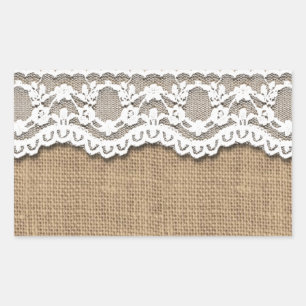 Adesivo Retangular Rustic Burlap and Lace