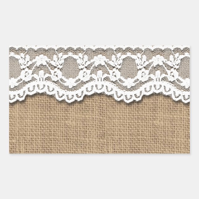 Adesivo Retangular Rustic Burlap and Lace (Frente)