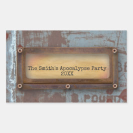 Adesivo Retangular Rusty Nameplate | Grunge Steampunk Halloween