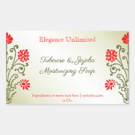 Adesivo Retangular Sabonetes ou Artesanatos vermelhos Dourados