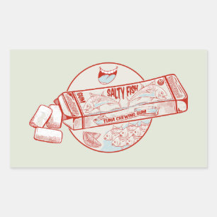 Adesivo Retangular Sabor de peixe engraçado para o atum com goma-de-b