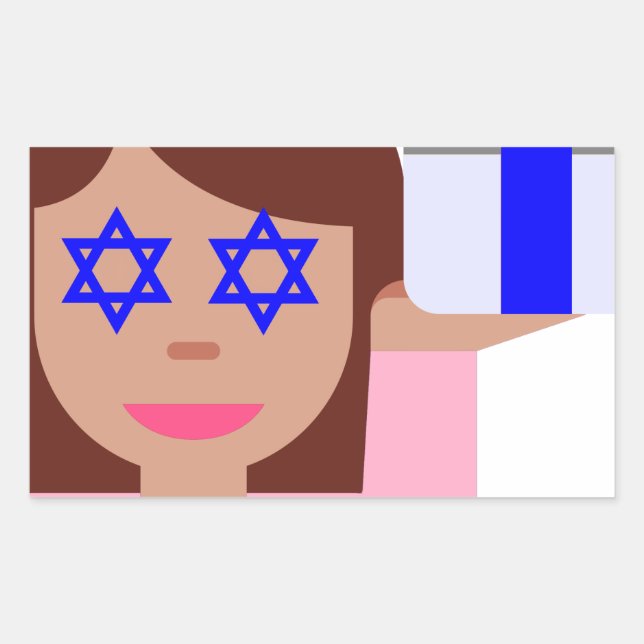 Adesivo Retangular sacudir de cabelo chanukkah emoji (Frente)