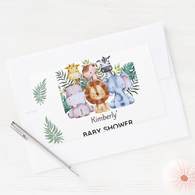 Adesivo Retangular Safari Adventure Baby Shower (Envelope)