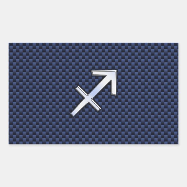 Adesivo Retangular Sagitário Símbolo Zodíaco no Impressão de Fibra Az (Frente)