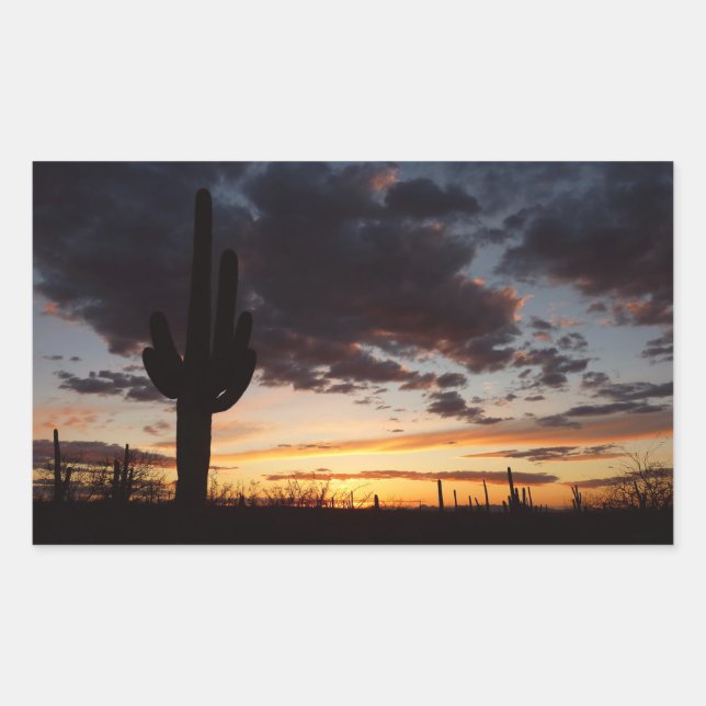 Adesivo Retangular Saguaro Sunset III Arizona Desert Landscape (Frente)