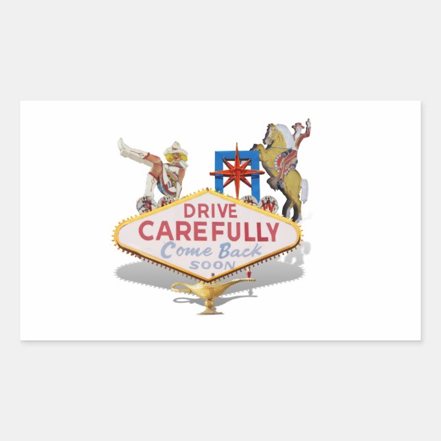 Adesivo Retangular Saindo de Las Vegas (Sinal de Boas-vindas de Las V (Frente)