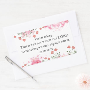Adesivo Retangular Salm 118:24 Este é o dia, cor-de-rosa