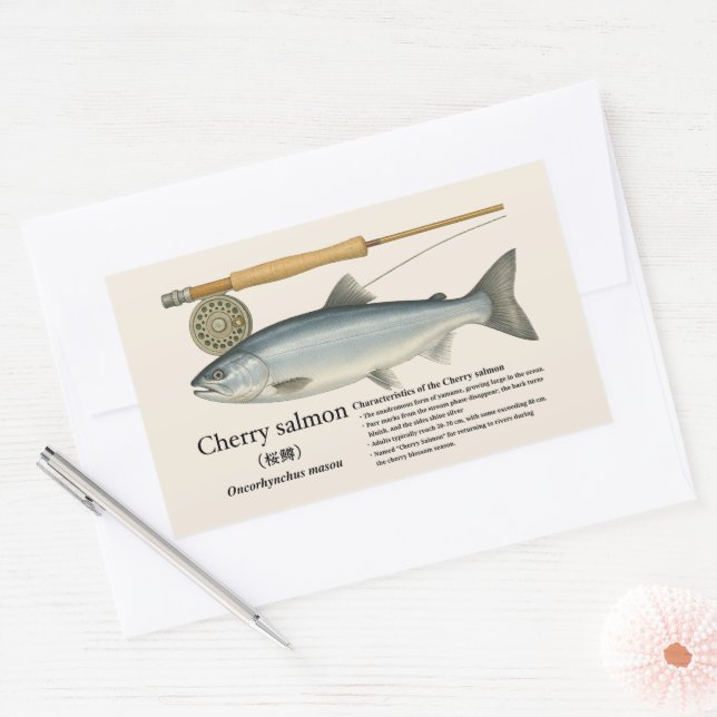 Adesivo Retangular Salmão-cereja (Oncorhynchus masou) (Envelope)