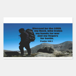 Adesivo Retangular Salmo 144:1 Abençoado seja o Senhor, minha pedra, 