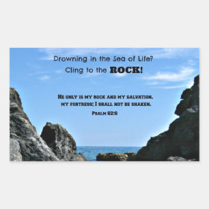 Adesivo Retangular Salmo 62:6 Ele é só a minha pedra....
