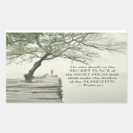 Adesivo Retangular Salmo 91:1 Aquele que mora no lugar secreto