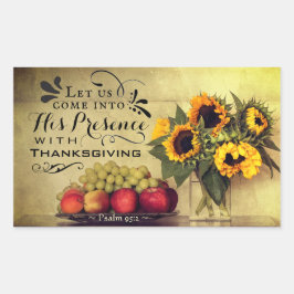 Adesivo Retangular Salmo 95:2 em sua presença com ação de graças