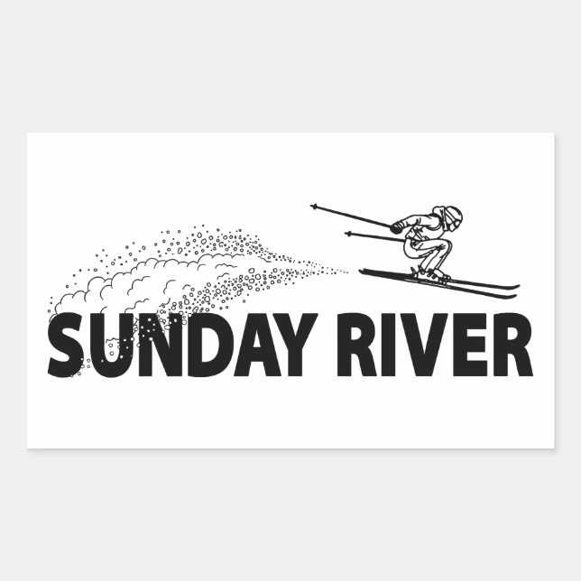 Adesivo Retangular Saltador de esqui Sunday River Maine (Frente)
