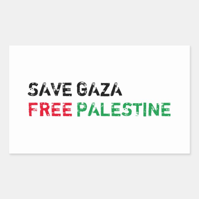 Adesivo Retangular Salvar Gaza Liberdade Palestina Preta Vermelha Ver (Frente)