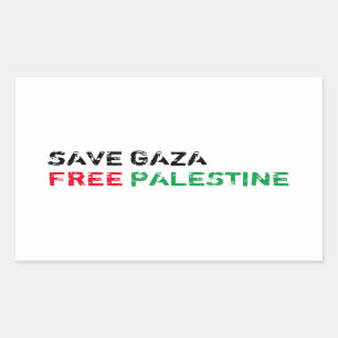 Adesivo Retangular Salvar Gaza Liberdade Palestina Preta Vermelha Ver