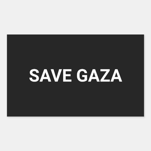 Adesivo Retangular Salvar Gaza - texto personalizado branco preto - m (Frente)