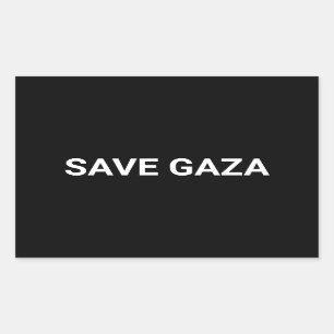 Adesivo Retangular Salvar Gaza - texto personalizado branco preto - m