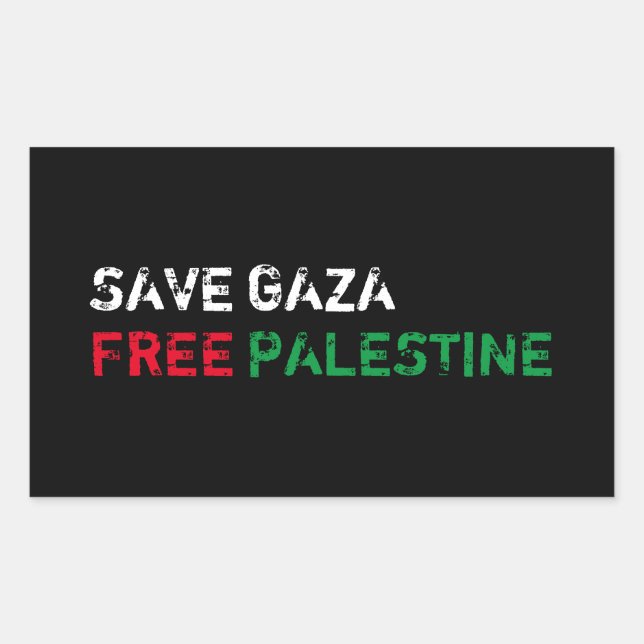 Adesivo Retangular Salve Gaza Liberdade Palestina branco vermelho ver (Frente)