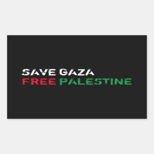 Adesivo Retangular Salve Gaza Liberdade Palestina branco vermelho ver