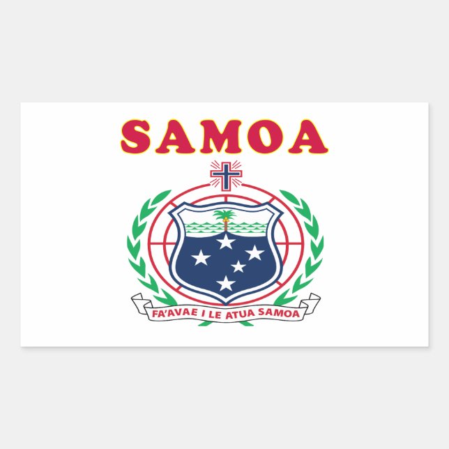 Adesivo Retangular Samoa Casaco de Designs de armas (Frente)