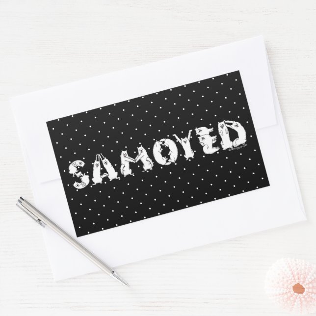 Adesivo Retangular Samoyed Ortografado em Cães Samoyed Cartas Engraça (Envelope)