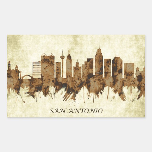 Adesivo Retangular San Antonio Texas Cityscape (Frente)