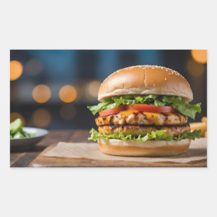 Adesivo Retangular Sanduíche de Frango Grelhado