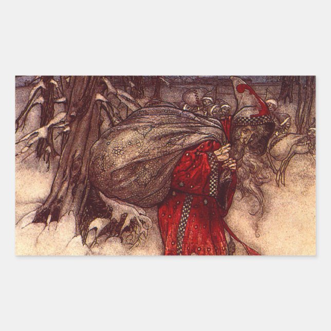 Adesivo Retangular Santa Claus Arthur Rackham (Frente)