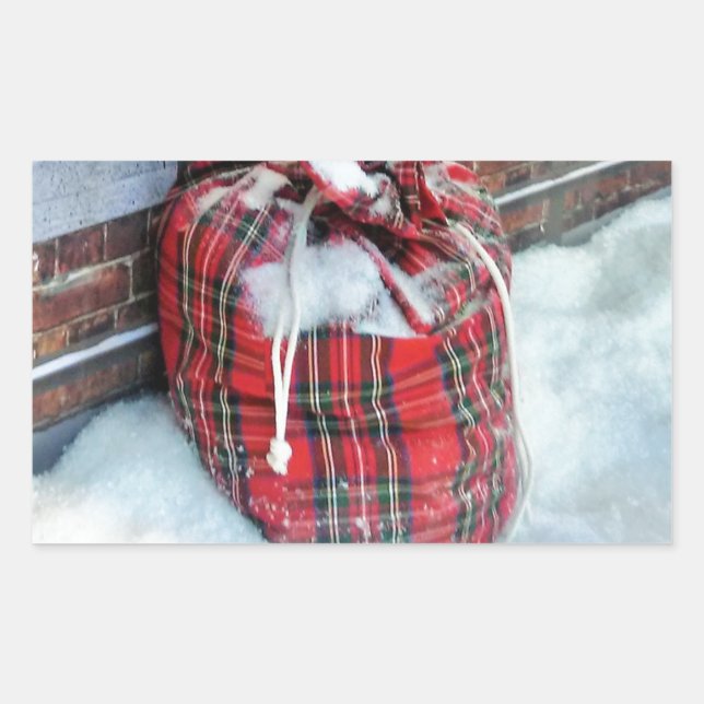 Adesivo Retangular Santa Claus Bag na neve (Frente)