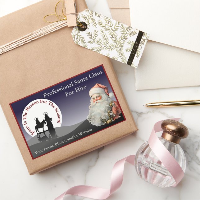 Adesivo Retangular Santa Claus Business Card Stickers (Presentear)