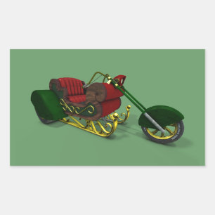 Adesivo Retangular Santa Claus Motor Trike Sledge