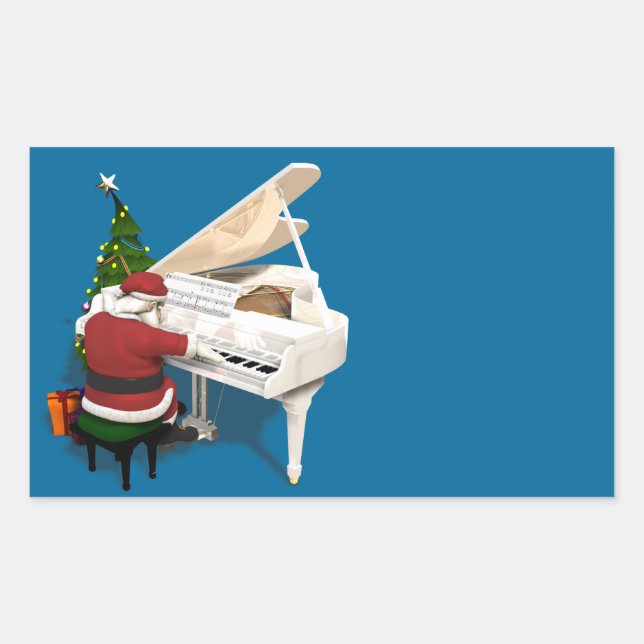 Adesivo Retangular Santa Claus Pianist (Frente)