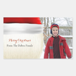 Adesivo Retangular Santa Hat, Natal, Foto Divertida