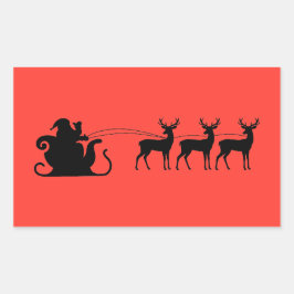 Adesivo Retangular Santa sleigh reindeer