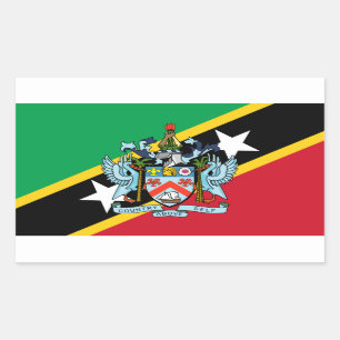Adesivo Retangular Santo Kitts e Nevis Bandeira e Casaco de Armas