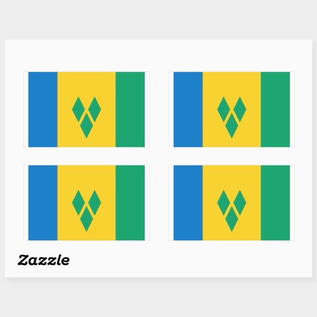 Adesivo Retangular Santo Vincent e Grenadines Flag Sticker (Folha)