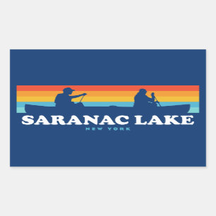Adesivo Retangular Saranac Lake New York Canoe