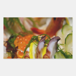 Adesivo Retangular Sashimi Salmon Fish Comida marisco Japonês