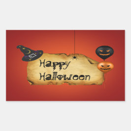 Adesivo Retangular Saudação de Bergaminho Antigo de Halloween