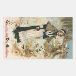 Adesivo Retangular Saudações de Ação de Graças a uma Mulher Peregrina