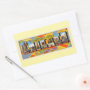 Adesivo Retangular Saudações de Chicago, Illinois,