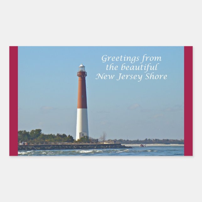 Adesivo Retangular Saudações De Nova Jersey - Barnegat Light (Frente)