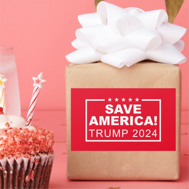 Adesivo Retangular Save America Trump 2024 (Festa)