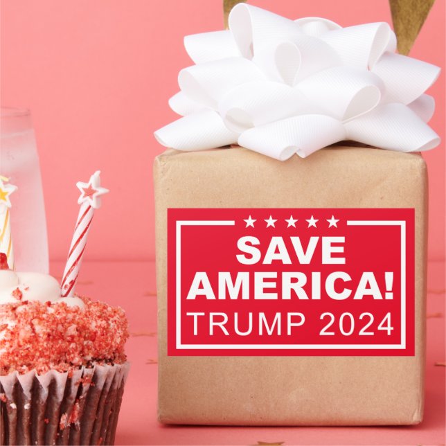 Adesivo Retangular Save America Trump 2024 (Festa)