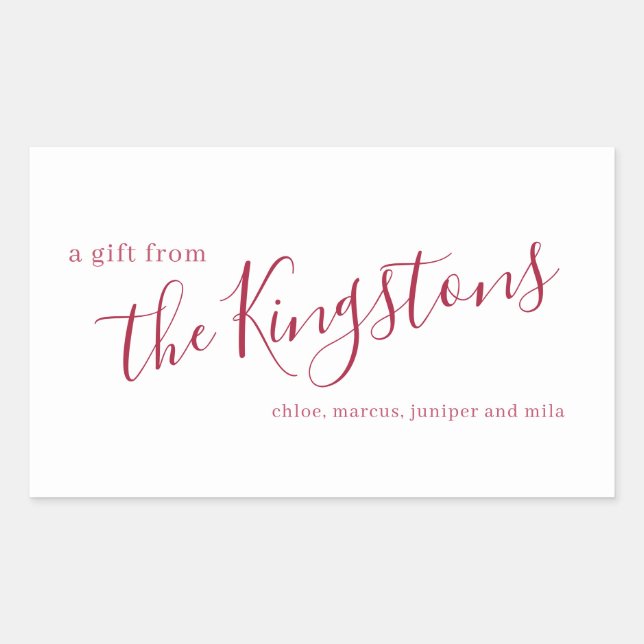 Adesivo Retangular Scarlet Family Name Script Rettangular Sticker (Frente)