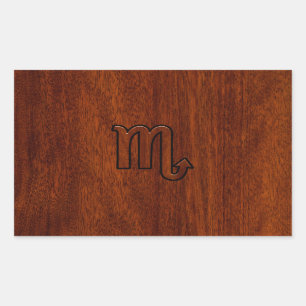 Adesivo Retangular Scorpio Zodiac - Sinal de mogno