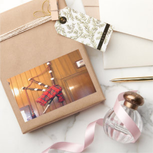 Adesivo Retangular Scotland Bagpipe Tartan Xadrez Instrumento Musical