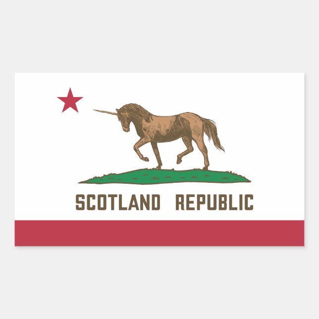 Adesivo Retangular Scotland Republic California Flag Unicorn (Frente)