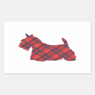Adesivo Retangular Scottish Terrier Tartan Silhouette