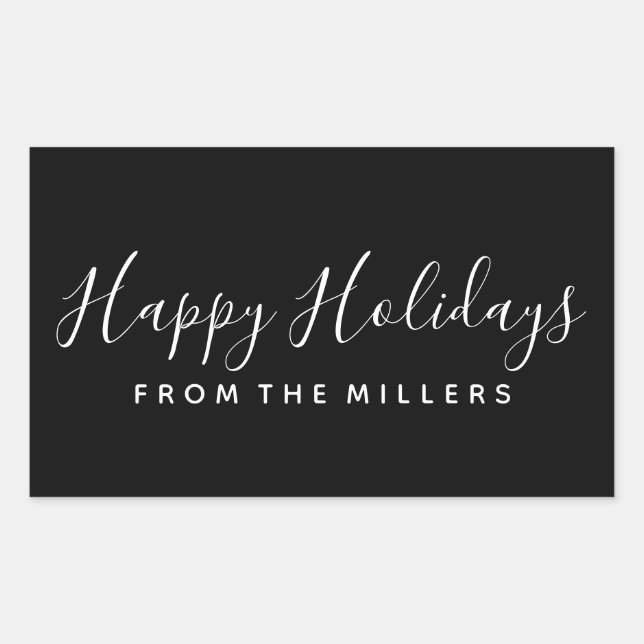 Adesivo Retangular Script do Sticker de Feriados Felizes Personalizad (Frente)